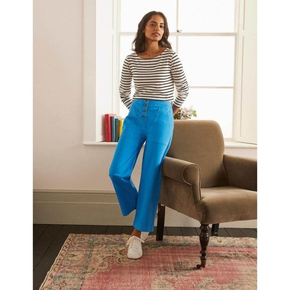 Boden Beaufort Button Fly Pants in Bold Blue Womens 14R - Picture 3 of 13